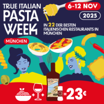 Die True Italian Pasta Week feiert ihr Debüt in München- eine Woche, vom 6. Bis 12. November, lang können Feinschmecker in 22 ausgewählten italienischen Lokalen Münchens exklusive Menüs genießen - (c) True Italian Pasta Week
