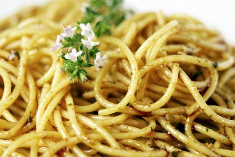 Spaghetti mit Kürbiskernölpesto - (c) Melbinger mit freundlicher Genehmigung der Gemeinschaft Steirisches Kürbiskernöl g.g.A.