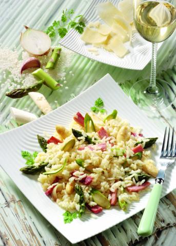 Spargel-Risotto mit Schinken - (c) Wirths PR