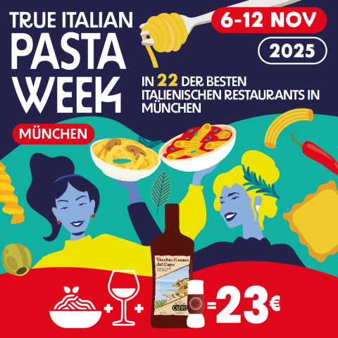 Die True Italian Pasta Week feiert ihr Debüt in München- eine Woche, vom 6. Bis 12. November, lang können Feinschmecker in 22 ausgewählten italienischen Lokalen Münchens exklusive Menüs genießen - (c) True Italian Pasta Week