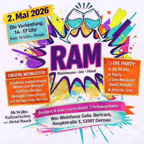 RAM - Feiern im Weingut am 02. Mai 2026 in Dernau an der Ahr